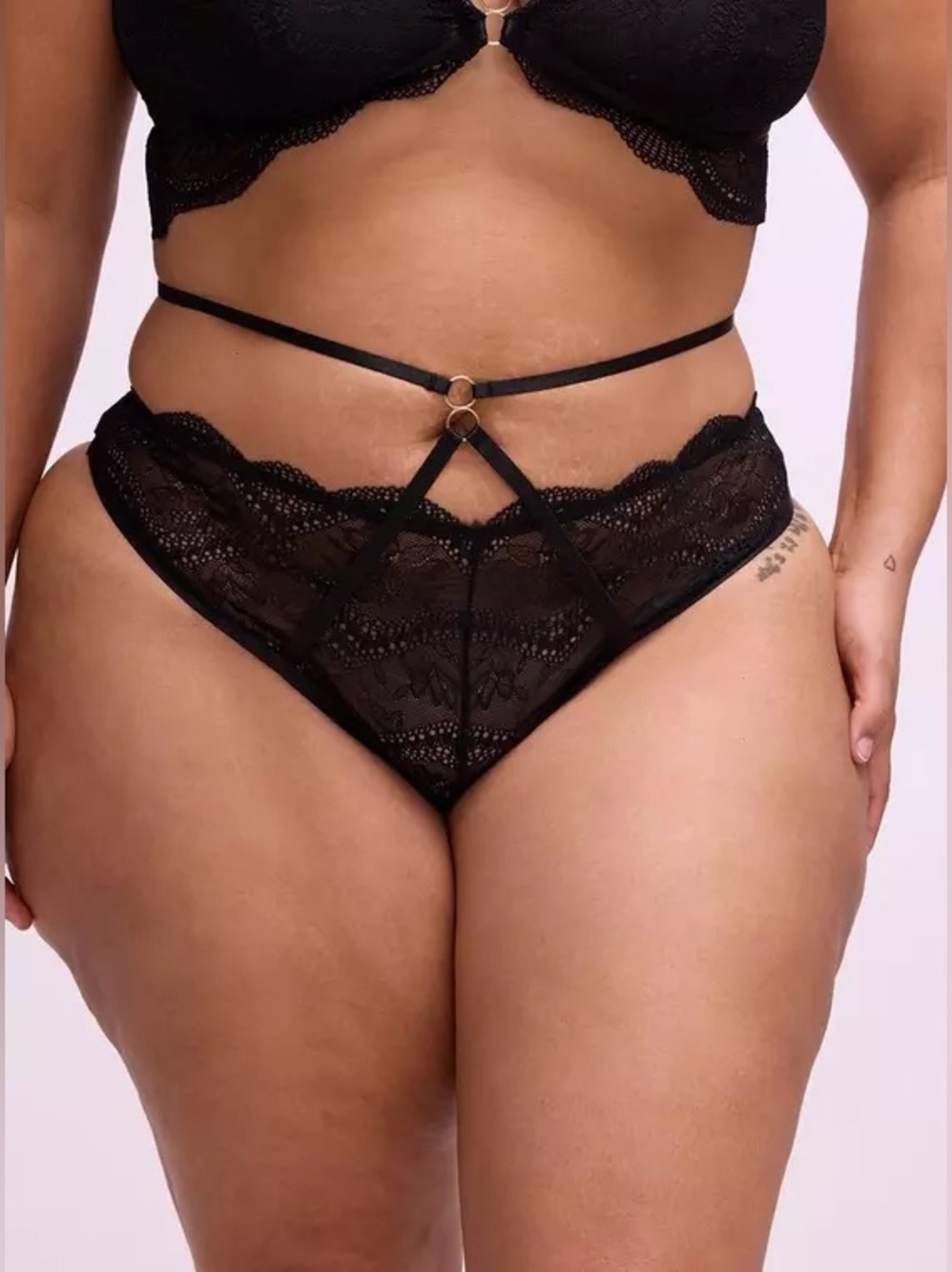 Torrid Black Lace Strappy Tanga Panties NWT Size 1X